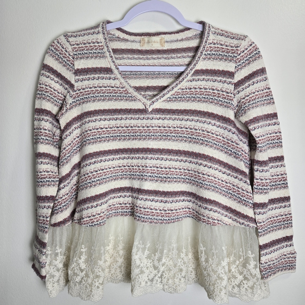 ALTAL'D STATE Mixed Media V neck Top S